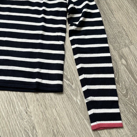 Springfield Striped Mock Turtleneck Sweater in Navy and White, Size 0 - Picture 6 of 7
